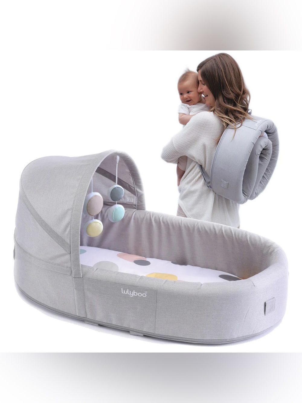 Lulyboo Portable Baby Bassinet in Light Gray